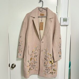 NWT Sundance Driftwood Cottagecore Embroidered oversized cardigan Coat Size L
